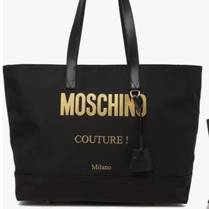 Moschino Large logo tote bag black and gold